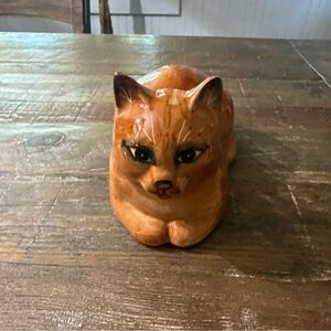 Seymour Mann Glazed Orange Ceramic Tabby Cat Figurine Made in Japan Vintage